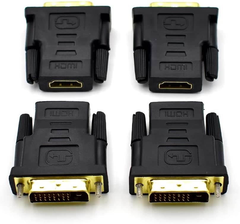 4 Pack Bidirectional DVI to HDMI Adapter 1080P Full HD DVI-D 24+1 Male to HDMI Female with Gold Plated High Speed Converter