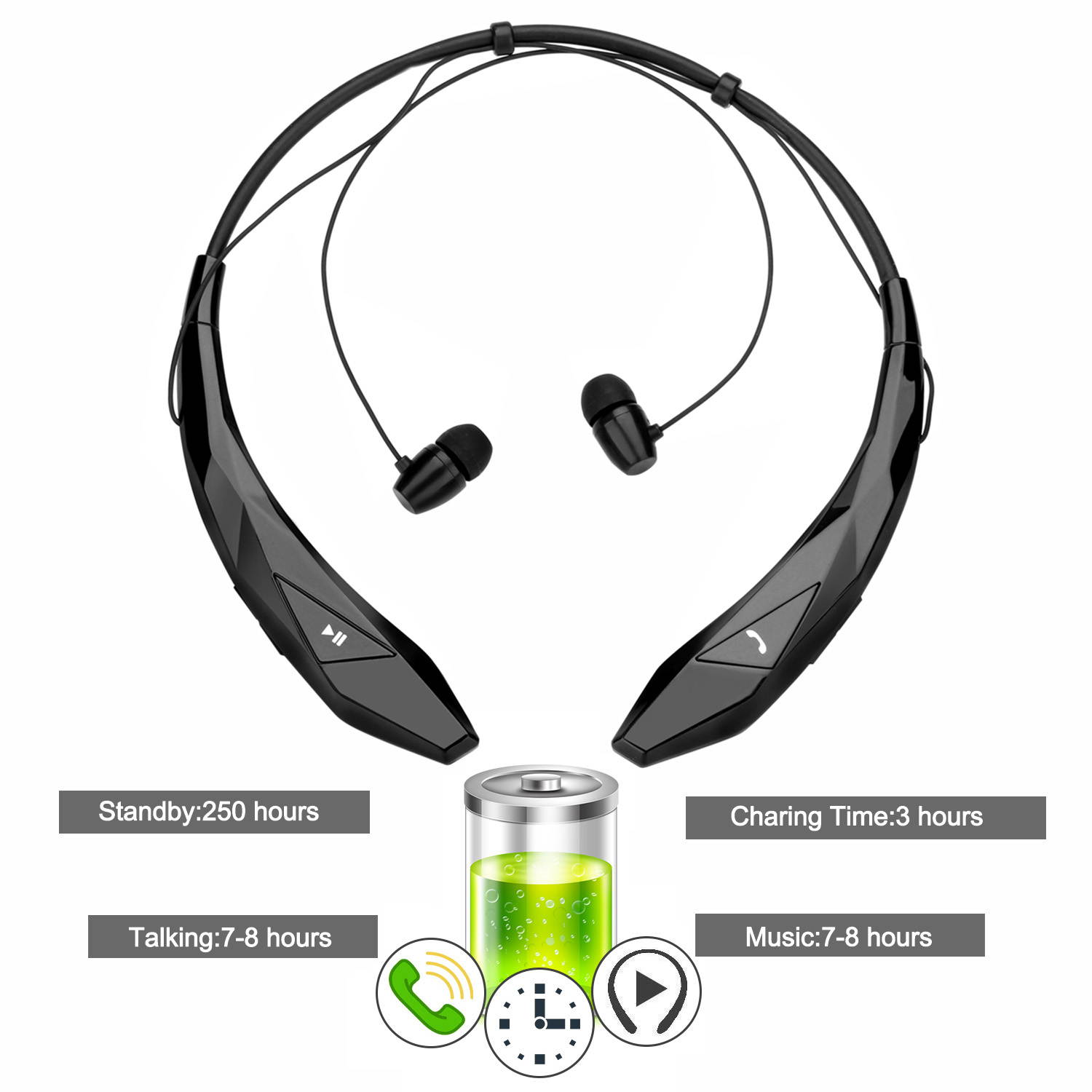 Bluetooth Wireless Headset Stereo Headphone Earphone Sport Handfree Universal