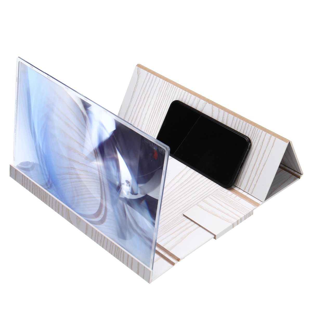 14" Wood 3D HD Phone Screen Magnifier Video Movie Amplifier For Smart Phone iPhone Samsung Huawei Xiaomi White