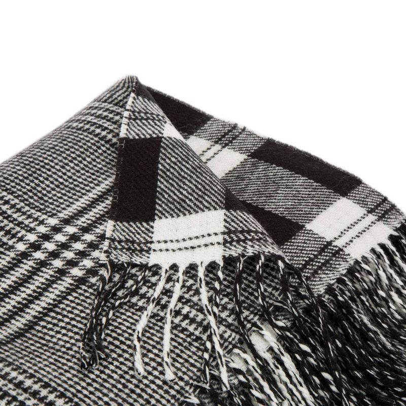 60" x 50" Acrylic Reversible Plaid Woven Throw Blanket Black and White - Glitzhome