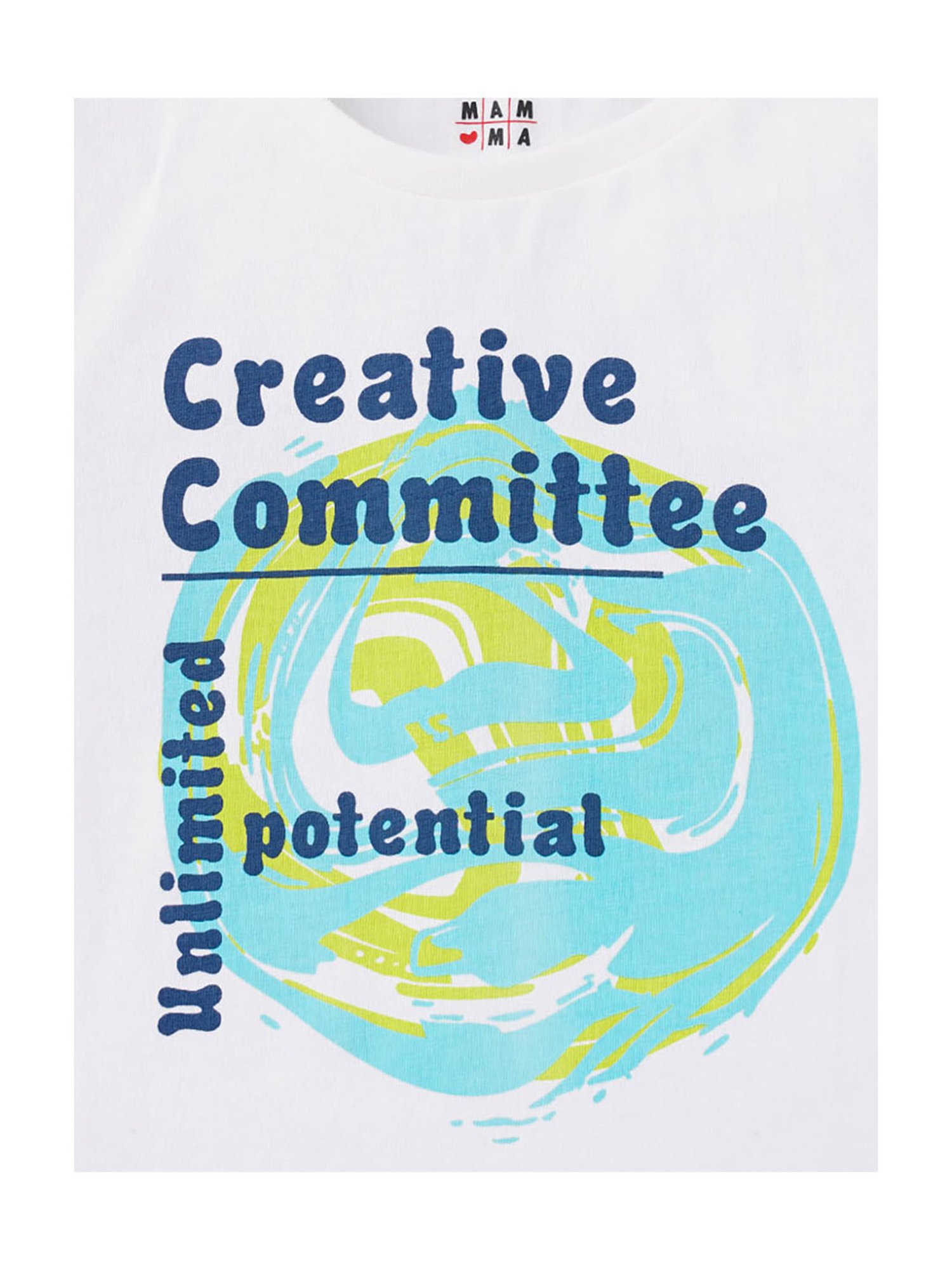 Ed-a-Mamma Kids White Printed T-Shirt