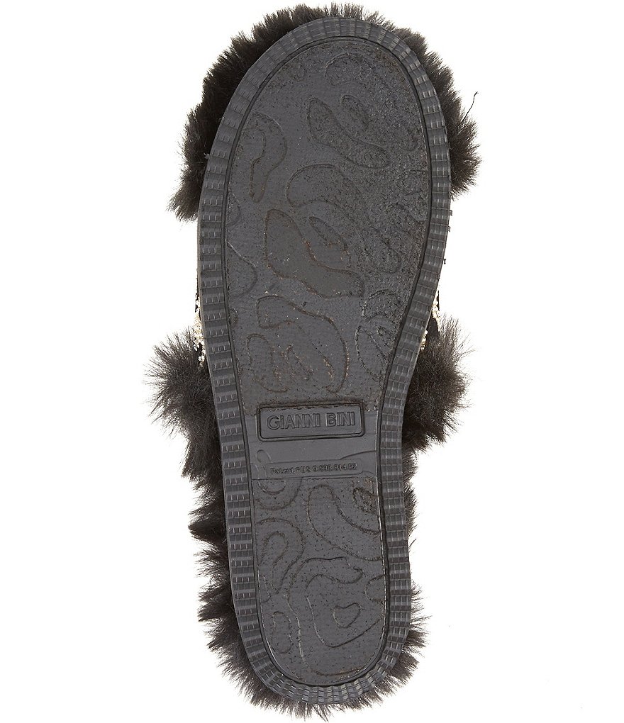 Gianni Bini Cushyy Faux Fur Rhinestone Embellished Leopard Print Slippers