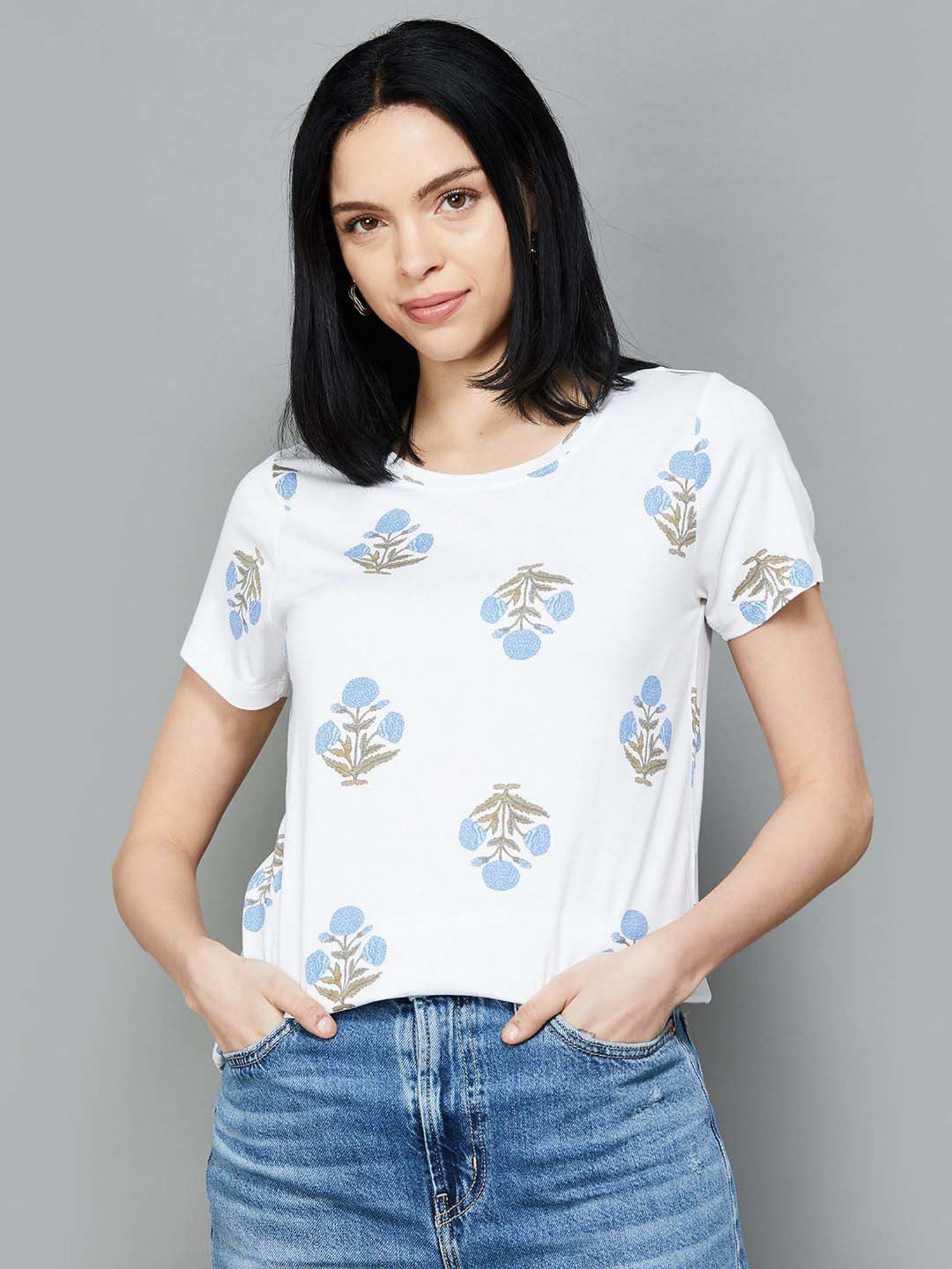 Colour Me by Melange White Printed T-Shirt