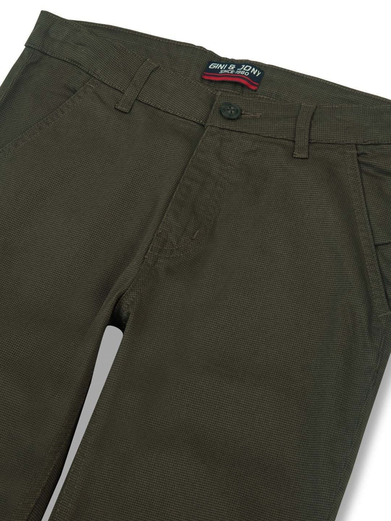 Gini & Jony Boys Grey Cotton Regular Fit Trousers