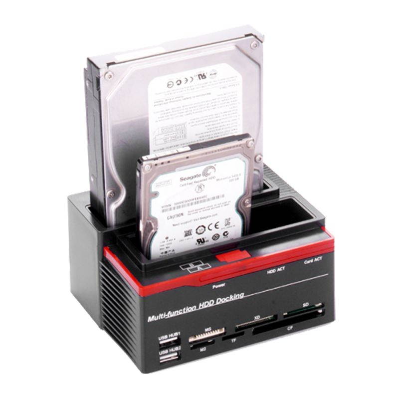 2.5/3.5" SATA IDE HDD Docking Station Clone HDD Enclosure USB 2 ports USB 2.0/Type C Hub MS/M2/XD/CF/SD/TF Card Reader