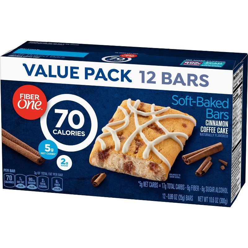 FiberOne Baked Bars Cinnamon Coffee Cake - 10.6oz/12ct