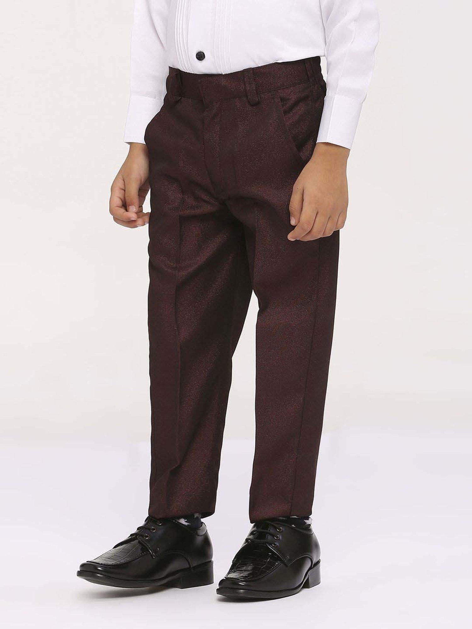 Fourfolds Boys Blue & White Solid Full Sleeves Suit Set