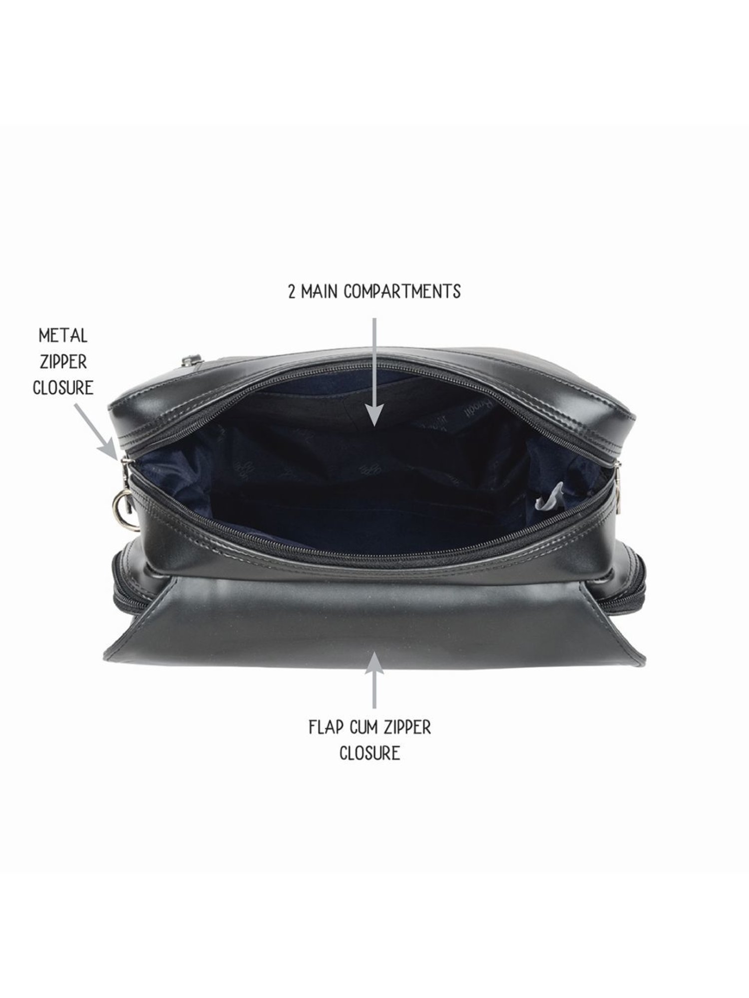 Baggit Henry Black PU Solid Messenger Bag