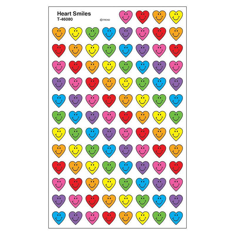 TREND ENTERPRISES INC. T-46080 HEART SMILES SUPERSHAPE SUPERSPOTS/ SHAPES STICKERS