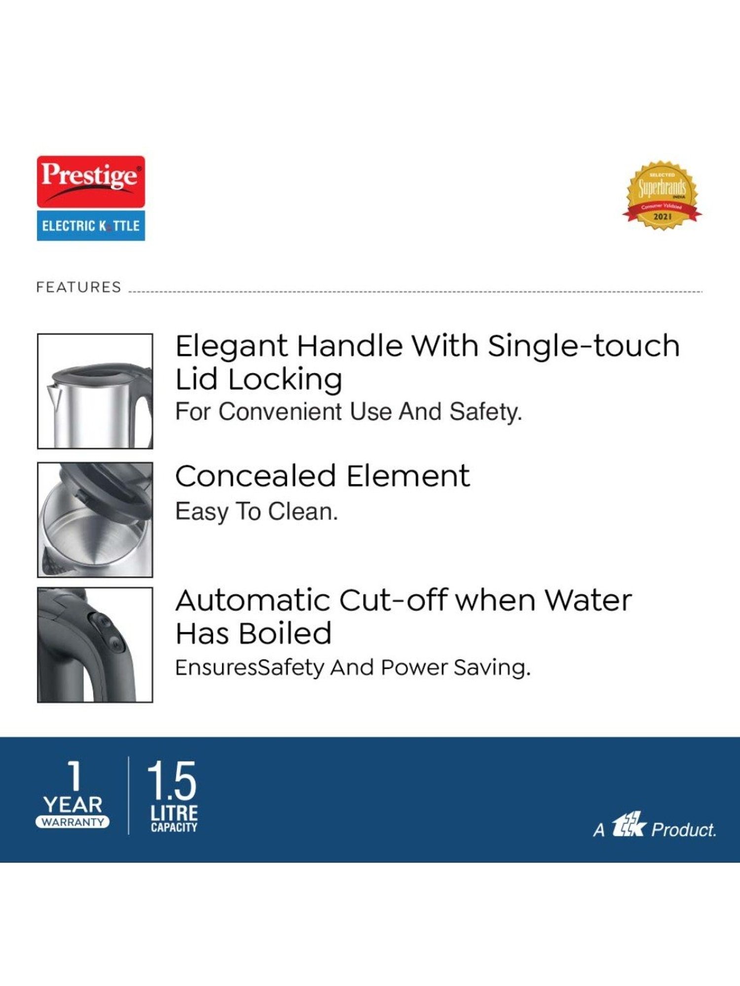 Pigeon by Stovekraft Swift Multi Cook Kettle 1.5L (Blue)