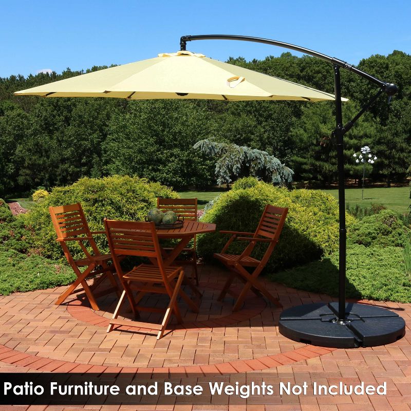 Sunnydaze Outdoor Steel Cantilever Offset Patio Umbrella with Air Vent, Crank, and Base - 9' - Pale Buttercup