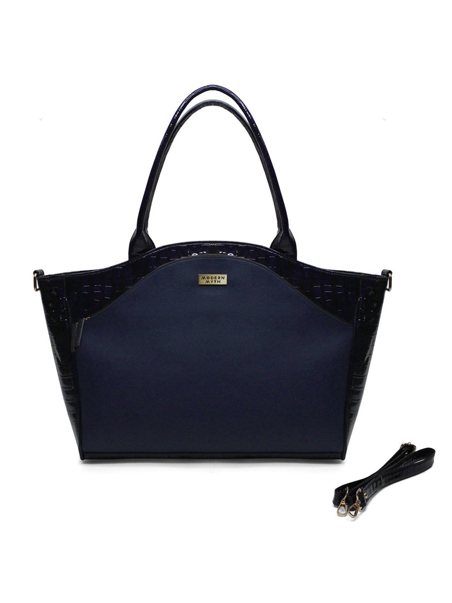 Modern Myth Blue Textured Medium Office Tote Bag