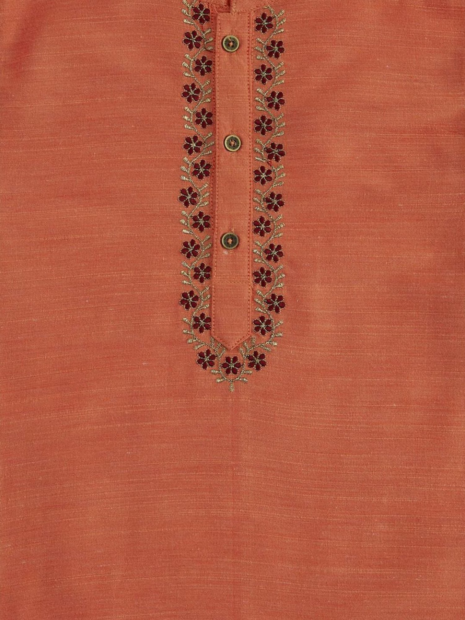 Indus Route by Pantaloons Kids Orange & Grey Floral Print Full Sleeves Kurta Set