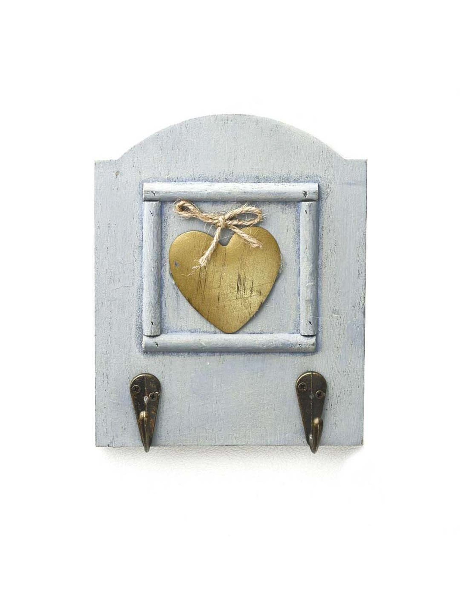 Aapno Rajasthan Light Grey Wooden 'Heart Design' Key Holder - Set of 1
