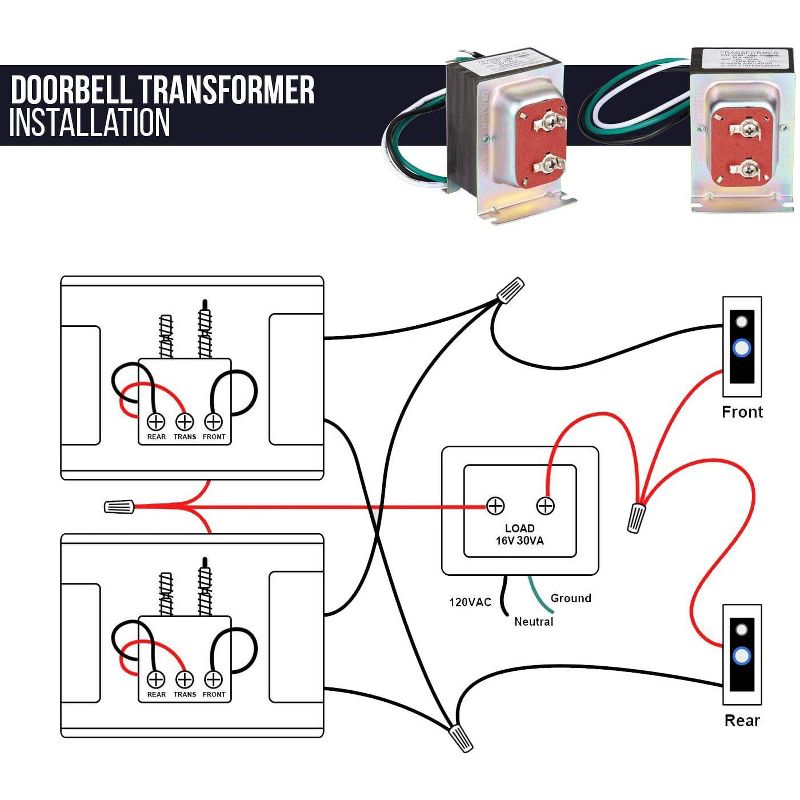 Wasserstein 16V 30VA Doorbell Transformer - Power Supply for Ring Video Doorbell 1/2/3/Pro, Google Nest Hello Doorbell, eufy Doorbell & Arlo Doorbell