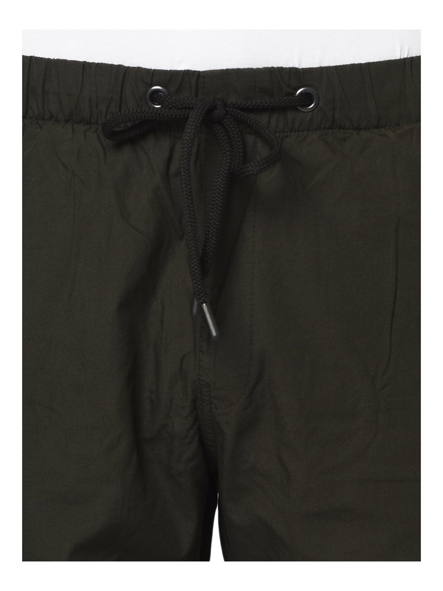 Octave Olive Green Cotton Regular Fit Shorts