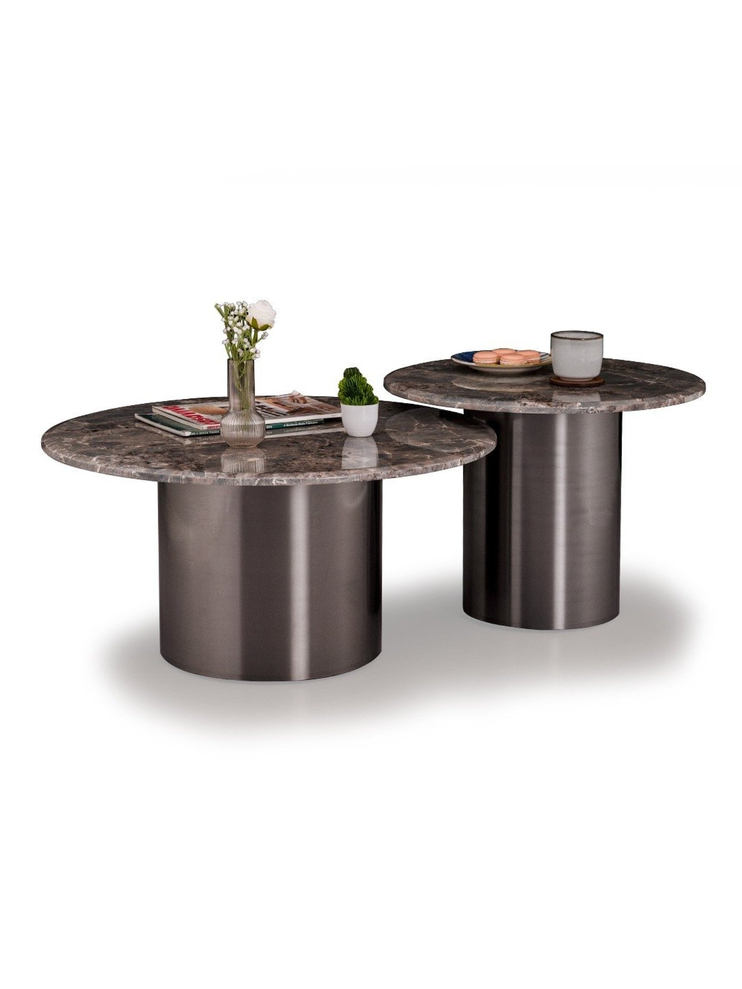 Durian Monarch Gunmetal Grey Composite Marble Coffee & Center Table