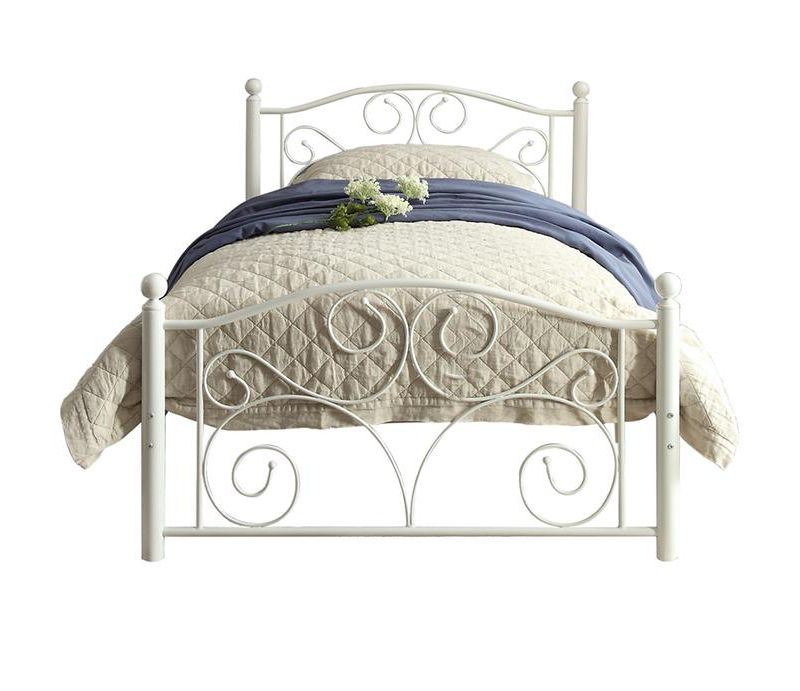 Homelegance Twin Size Pallina Metal Platform Bed Frame and Storage Space Below with Headboard and Footboard, White