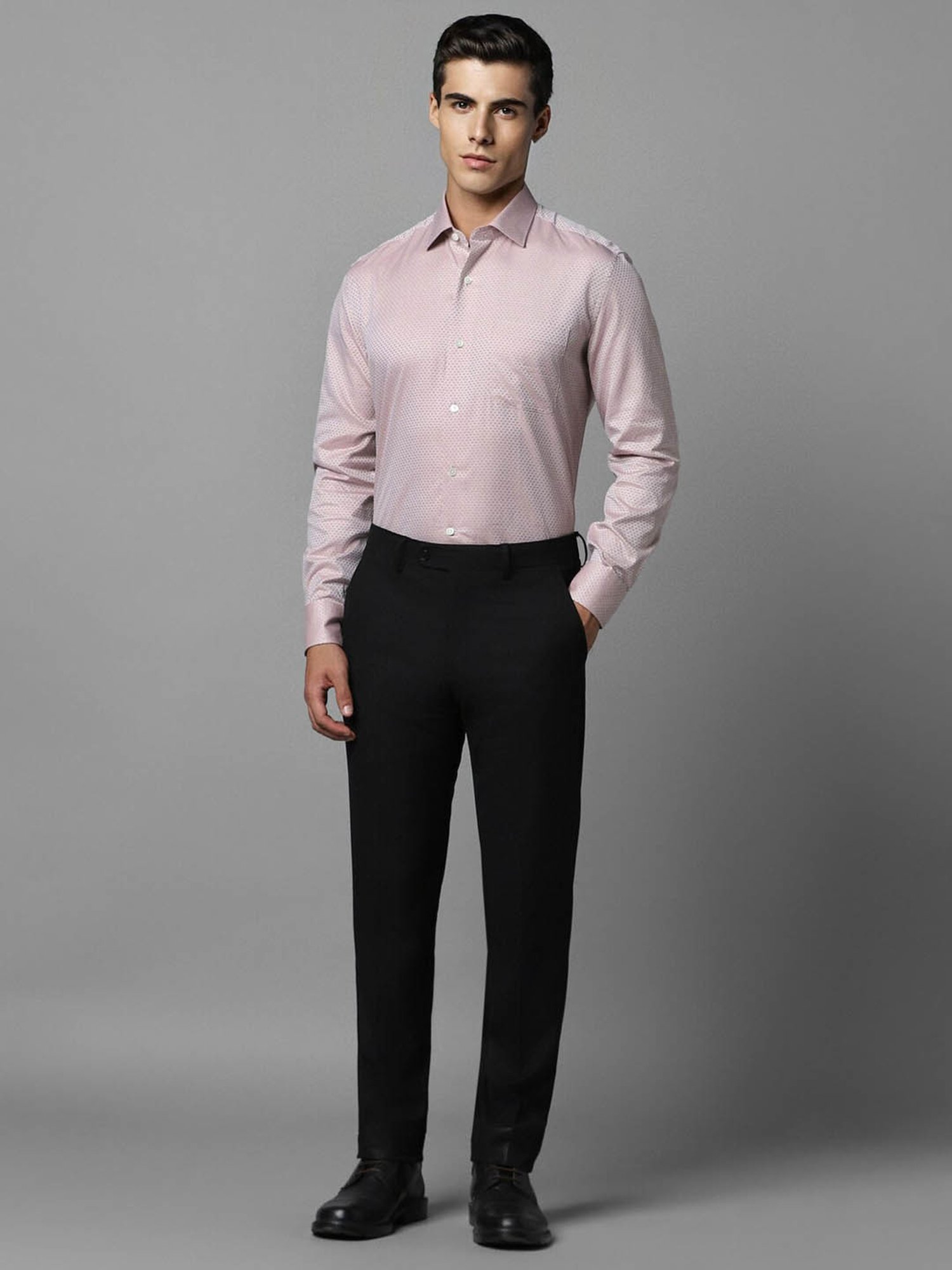 Luxure By Louis Philippe Pink Cotton Slim Fit Printed Shirt