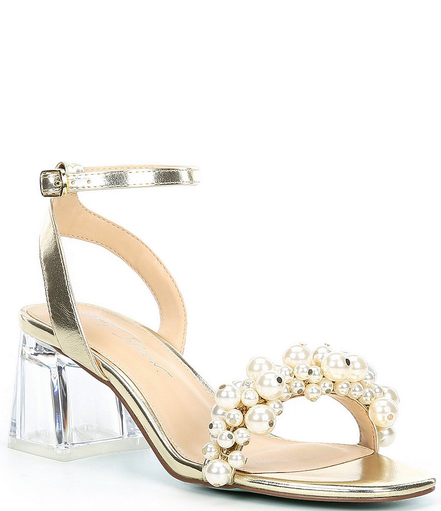 Blue by Betsey Johnson Kylee Pearl Clear Heel Sandals