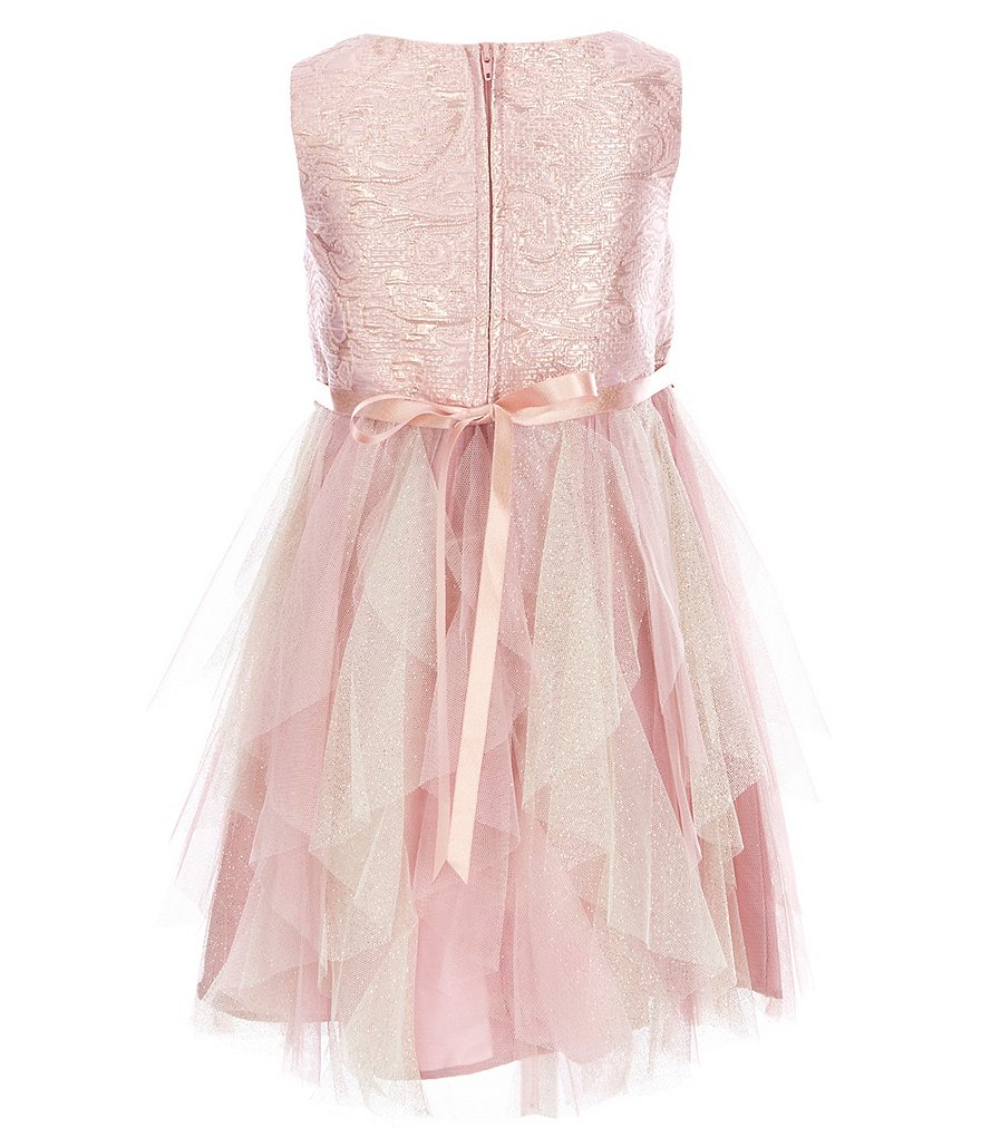 Laura Ashley Little Girls 2T-6X 3/4 Sleeve Rose & Butterfly Print Clip Dot Dress