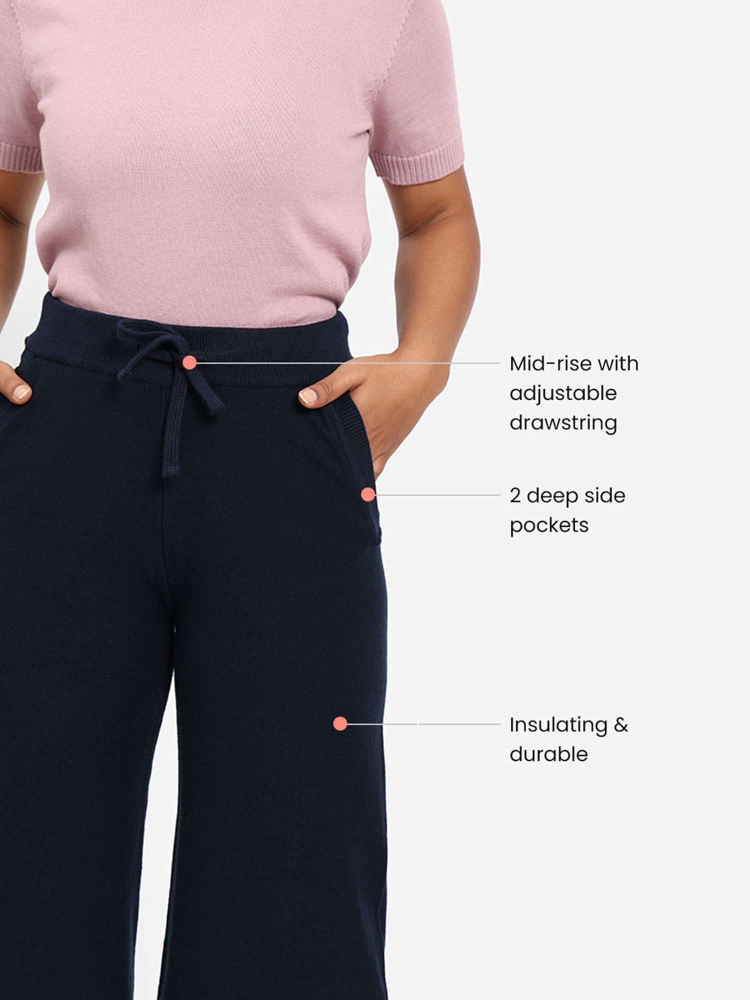 BlissClub Women Navy Mid Rise Cotton Culottes With Two Pockets