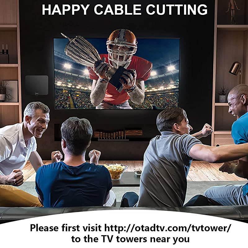 TV Antenna 20ft Coax Cable Amplified HD Digital Indoor HDTV Antenna 100 Mile Range with USB Power AdapterSupport 4K 1080P UHF VHF Freeview HDTV Channels