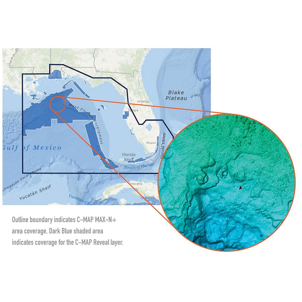 C-MAP REVEAL ULTRA HIGH RESOLUTION BATHYMETRIC CHART ST LUCIE INLET TO NEW ORLEANS