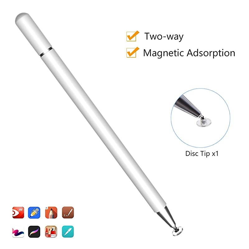 Stylus Pen for Touch Screens High Sensitivity Capacitive Disc Pencil Magnetism Cover Cap Compatibile with iPad ProiPad MiniiPad AiriPhone Series All Capacitive Touch Screens by  White