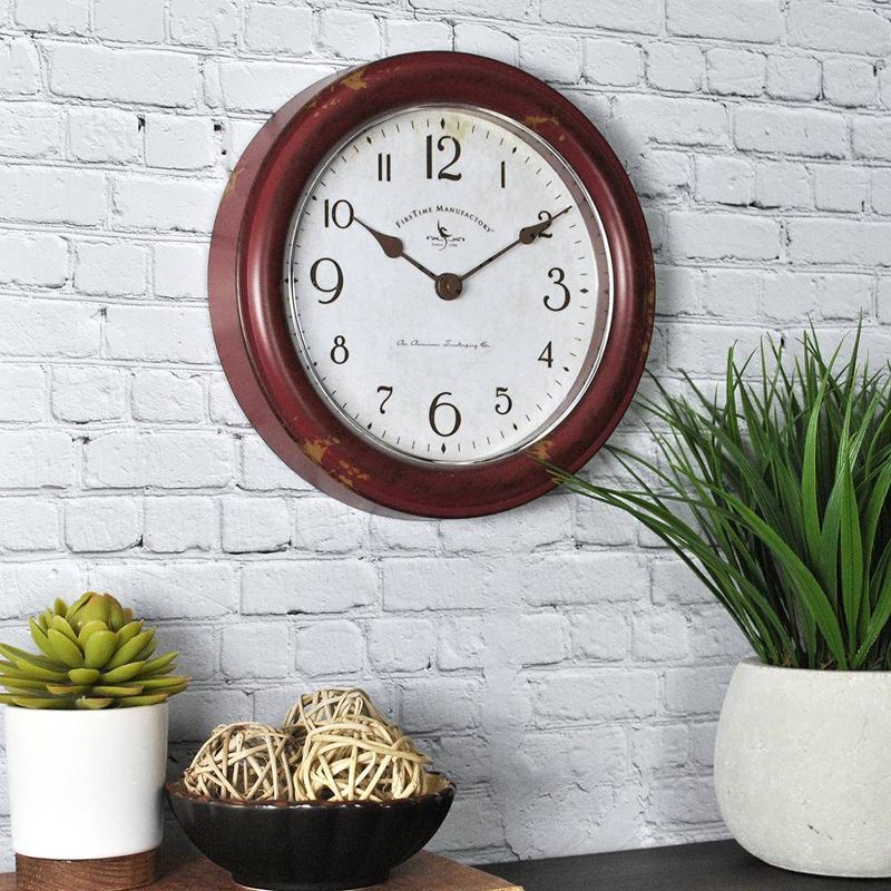 Patina Farmhouse Wall Clock Red - FirsTime