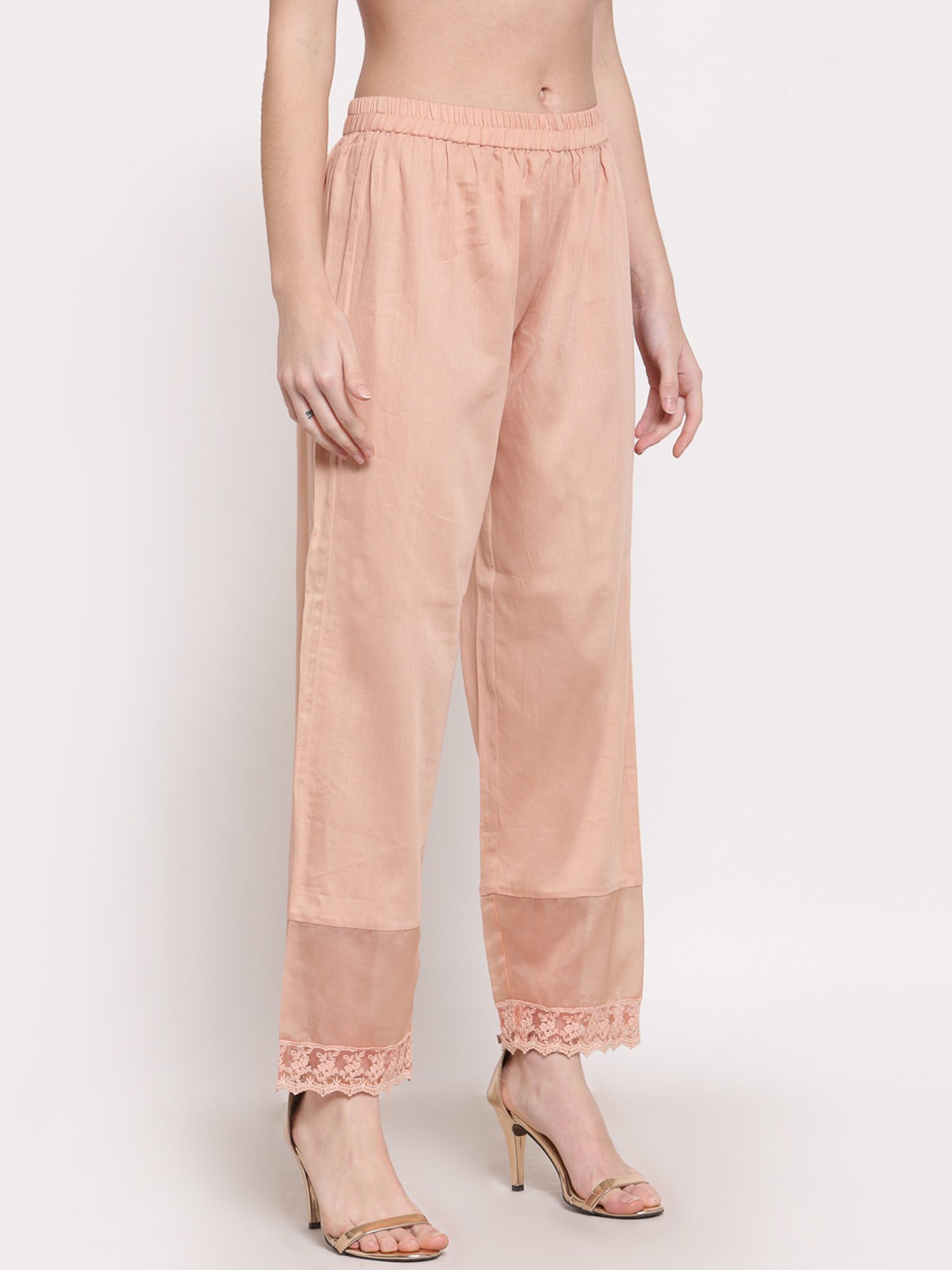 DART STUDIO Peach Relaxed Fit Palazzos