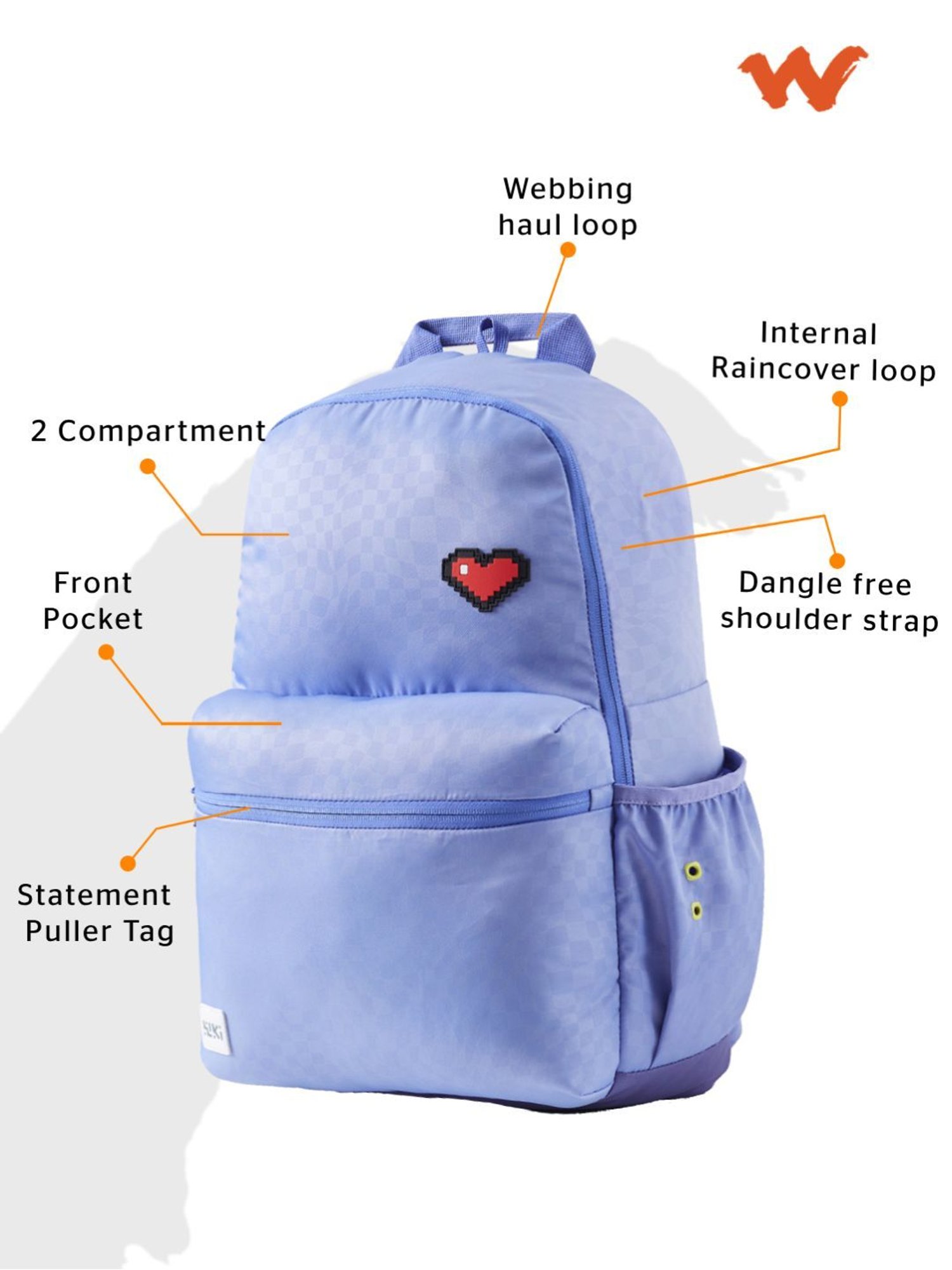 Wiki Back to School Purple Polyester Printed Backpack - 18 Ltrs