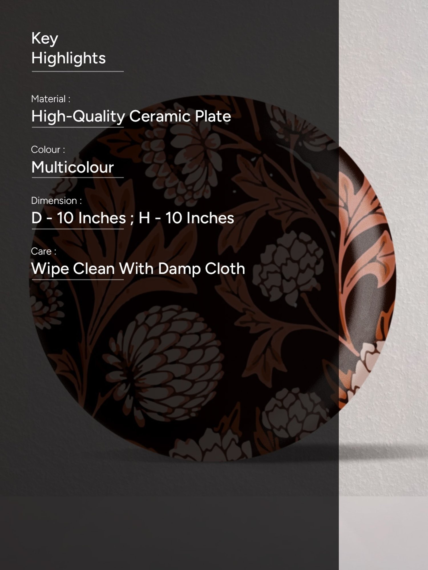 Nestroots Contemporary Print Multicolor Porcelain Wall Plate