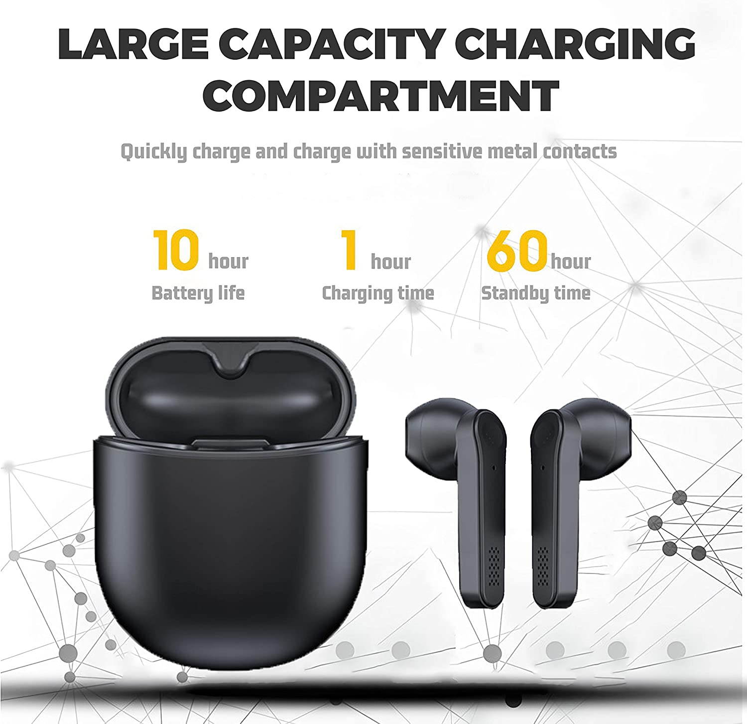 Wireless Earbuds, Bluetooth 5.0 Earbuds in Ear True Wireless Stereo Headphones, 30 Hrs Playtime with Charging Case, Bluetooth Earbuds with Built-in Microphone for Sports and Work - Black