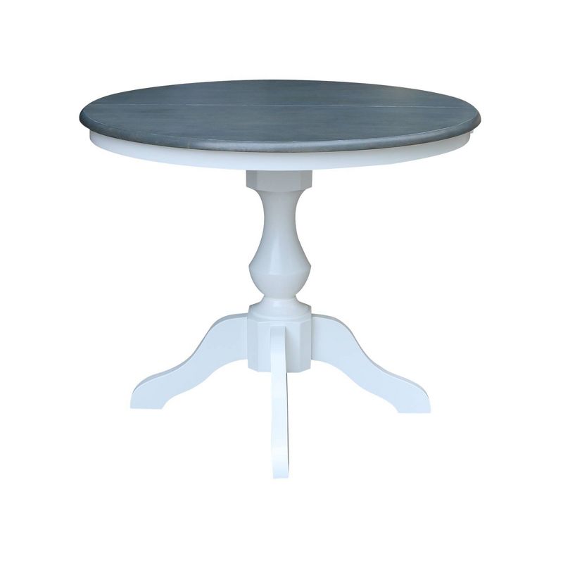 Kent 36" Round Top Dual 12" Drop Leaf Dining Table White/Heather Gray - International Concepts