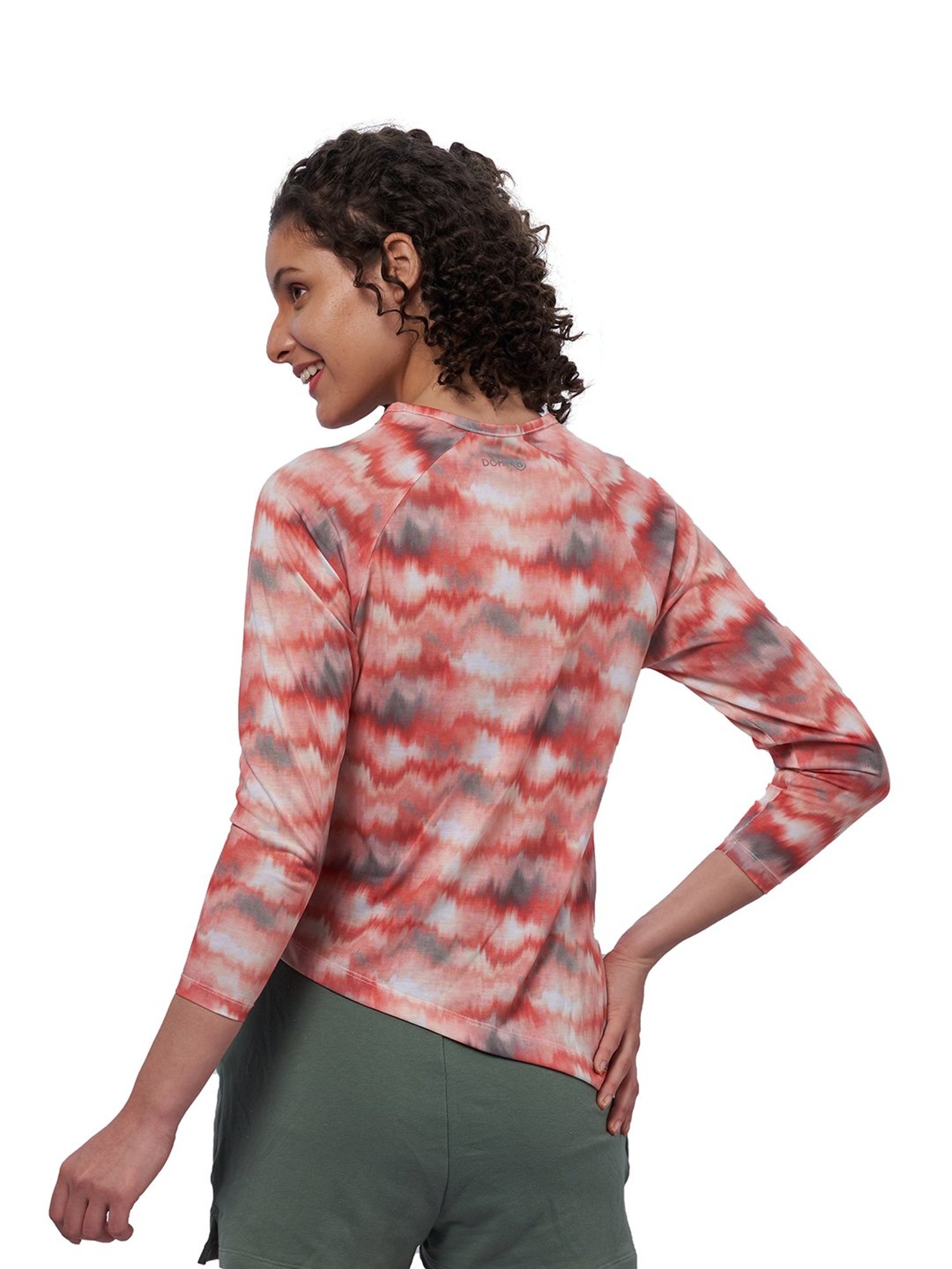 Domin8 Women Tie-Dye Raglan Full Sleeve Asymmetrical Top