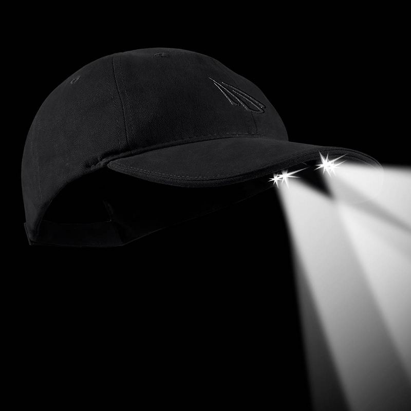 POWERCAP Adult 4 LED Unstructured Cotton Hat - Black