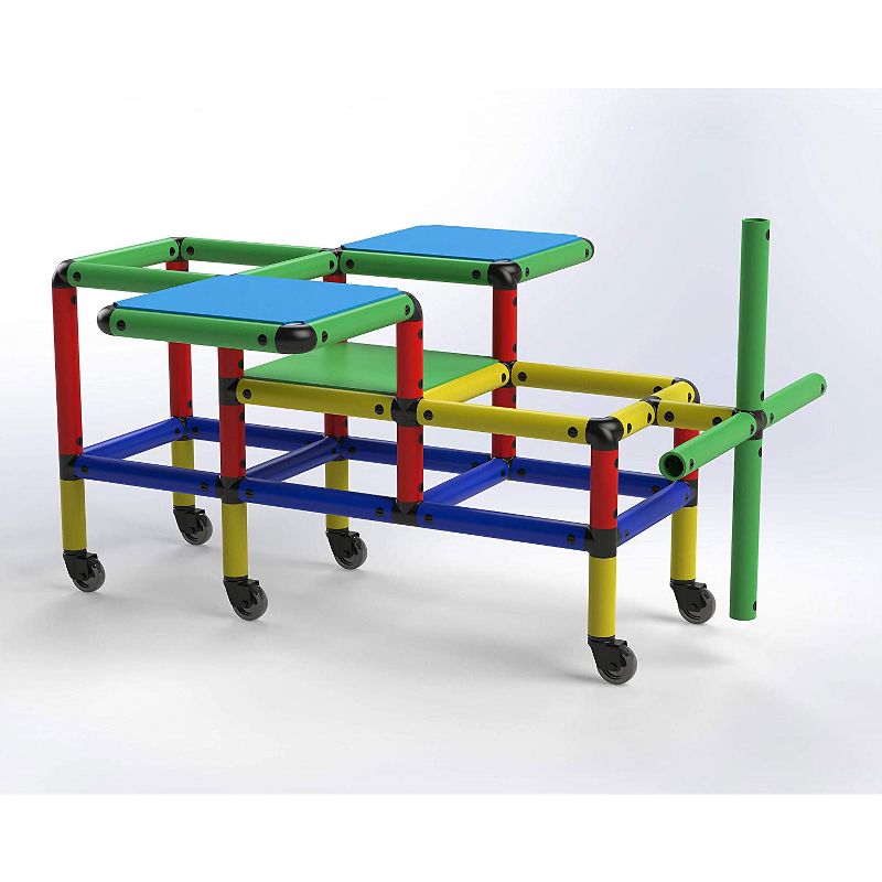 Funphix Wheelies Construction Buildable Indoor Outdoor Kids Toy Set STEM Learning Play Structure with 6 Wheels for Ages 2 through 12 Years, Multicolor