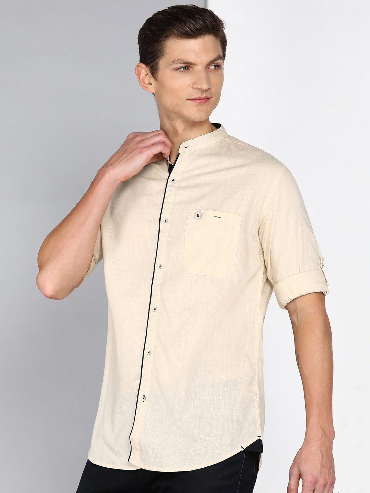 Kuons Avenue Light Beige Slim Fit Shirt