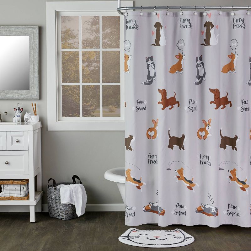 21"x25" Pet Play Cat Bath Rug White/Pink - SKL Home