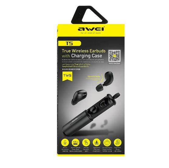 AWEI TWS Bluetooth Earphone Headphone With Mic True Wireless Earbuds Bluetooth 5.0 Headset With Charge Case For iPhone Xiaomi