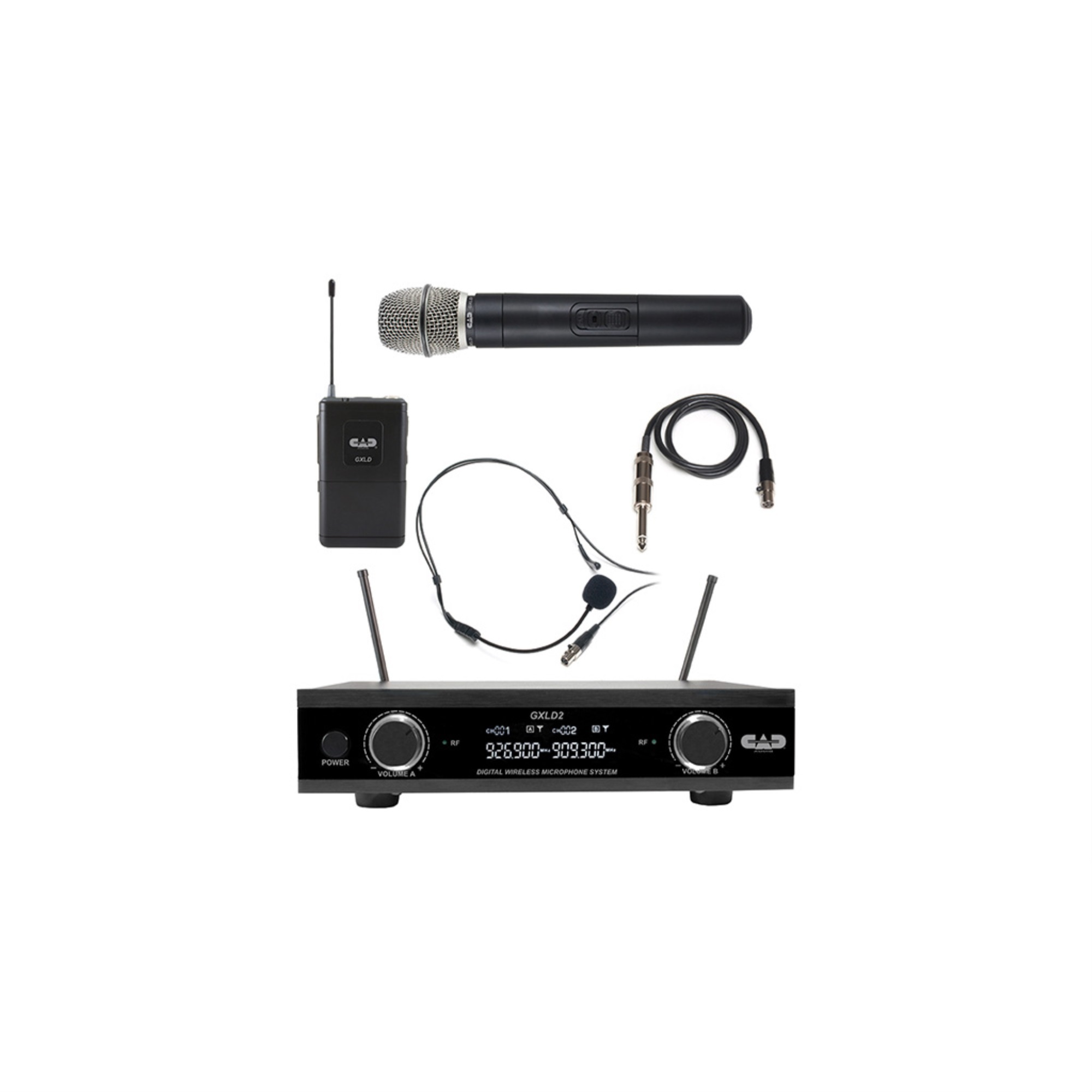 CAD Audio GXLD2HBAI Dual Channel Handset and Bodypack Wireless Microphone System. AI Frequency