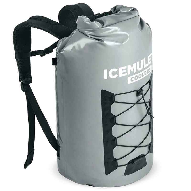 IceMule 1015-Grey Pro XLarge Collapsible Portable Soft Sided Roll Top 33 Liter 24 Can Lightweight Insulated Waterproof Backpack Cooler