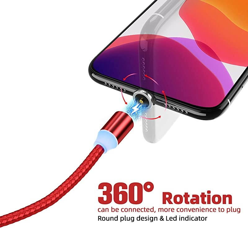 Magnetic Charging Cable  3 in 1 Magnetic Phone Charger Cable 4Pack 3ft3ft6ft6ft Nylon Braided Magnet Charger Cable Compatible with Micro USB Type C Smartphone and iProduct Device Red