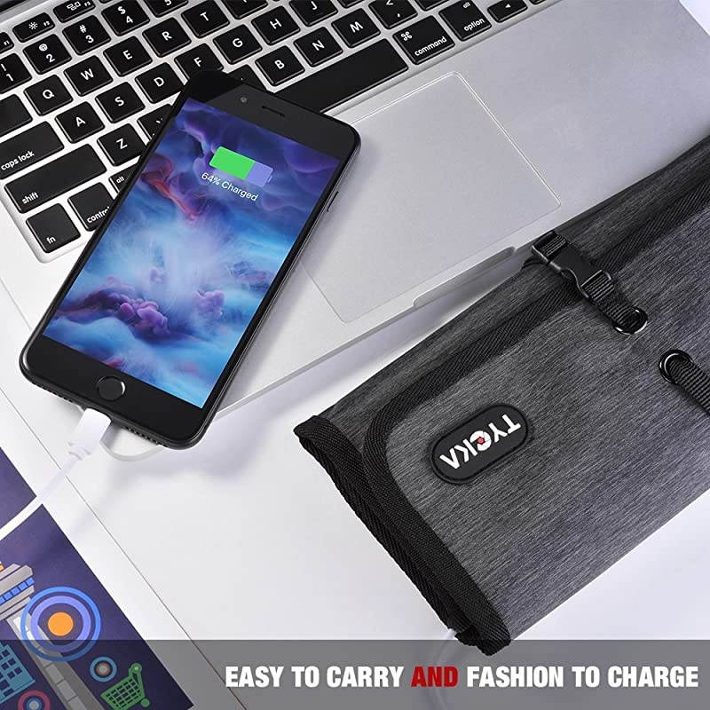 Folded Travel Organizer Electronics Bag Small Carry Case for Cable Cord USB SD Cards Chargers Deep Gray