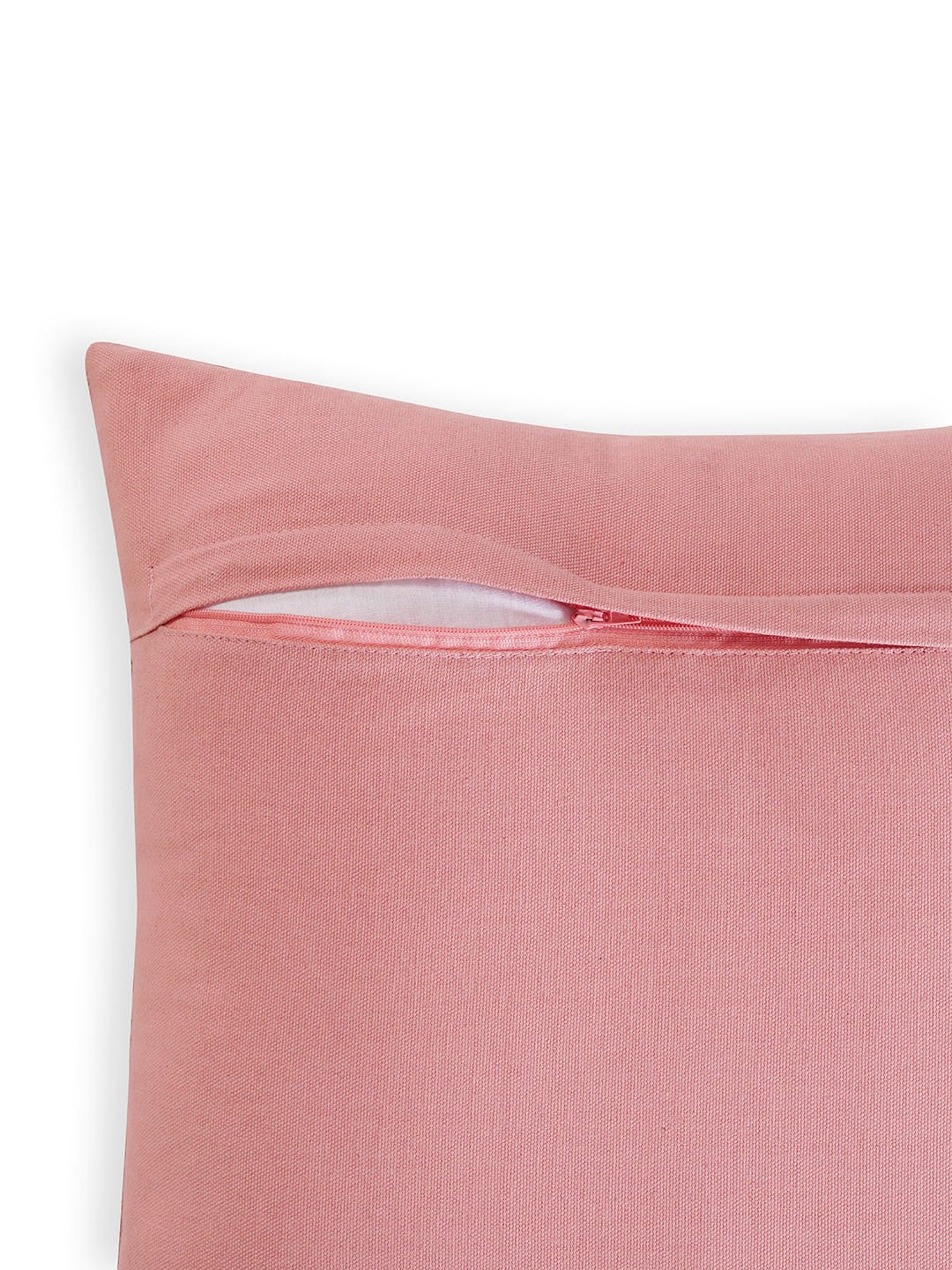Pure Home and Living Pink Cotton Embroidery Cushion Cover