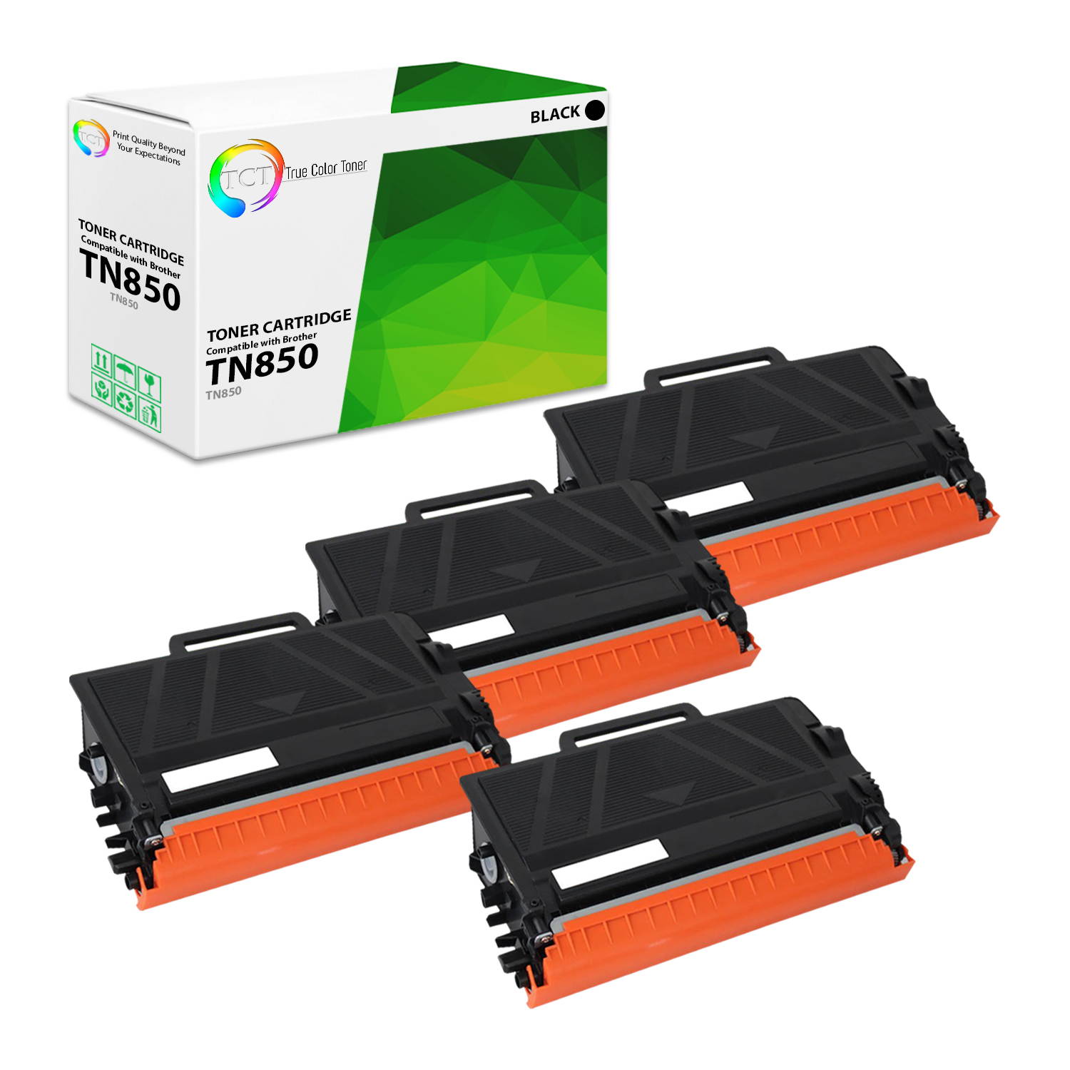 TCT Premium Compatible Toner Cartridge Replacement for Brother TN-850 TN850 Black High Yield works with Brother DCP-L5500DN, HL-L5000D L6400DWT, MFC-L5800DW L6900DW Printers (8,000 Pages) - 4 Pack