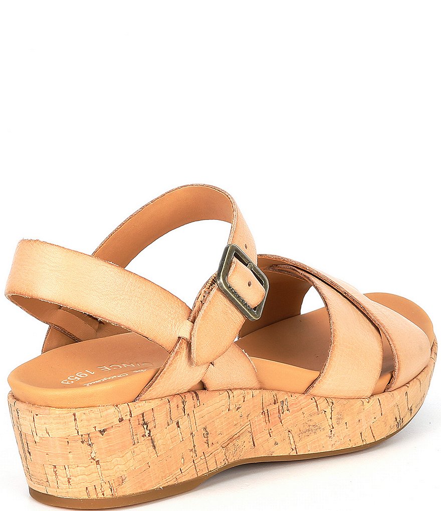 Kork-Ease Myrna Ankle Strap Banded Leather & Cork Wedge Sandals