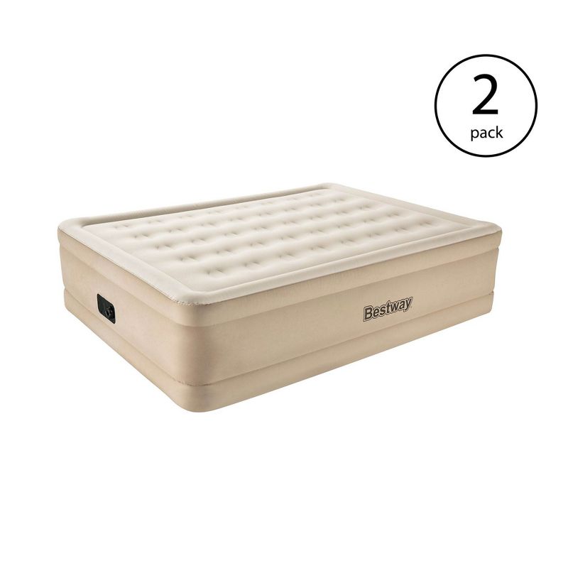 Bestway Fortech 20" Inflatable Queen Airbed Built-In Pump Air Mattress (2 Pack)
