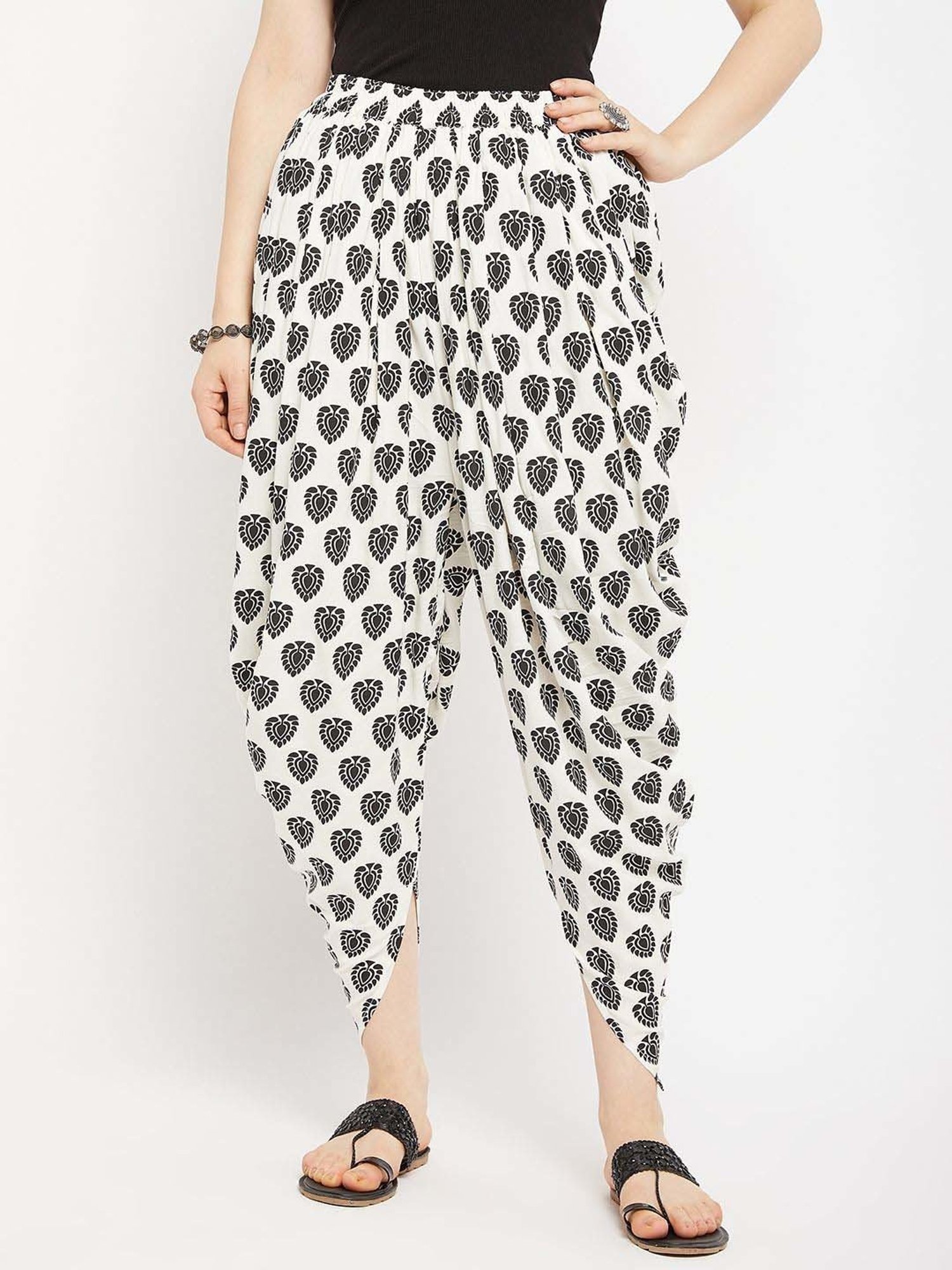 Castle Off-White Printed Dhoti Pants